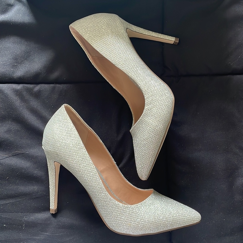 Call it Spring Silver Sparkle Heels, Sz 7.5, Worn Once!